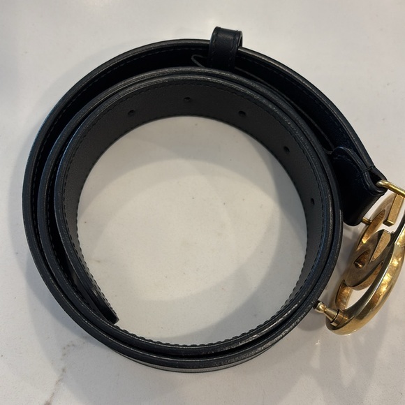 EUC AUTHENTIC GG MARMONT BLACK LEATHER BELT 80.32 WITH DUST BAG. no box - Picture 10 of 11